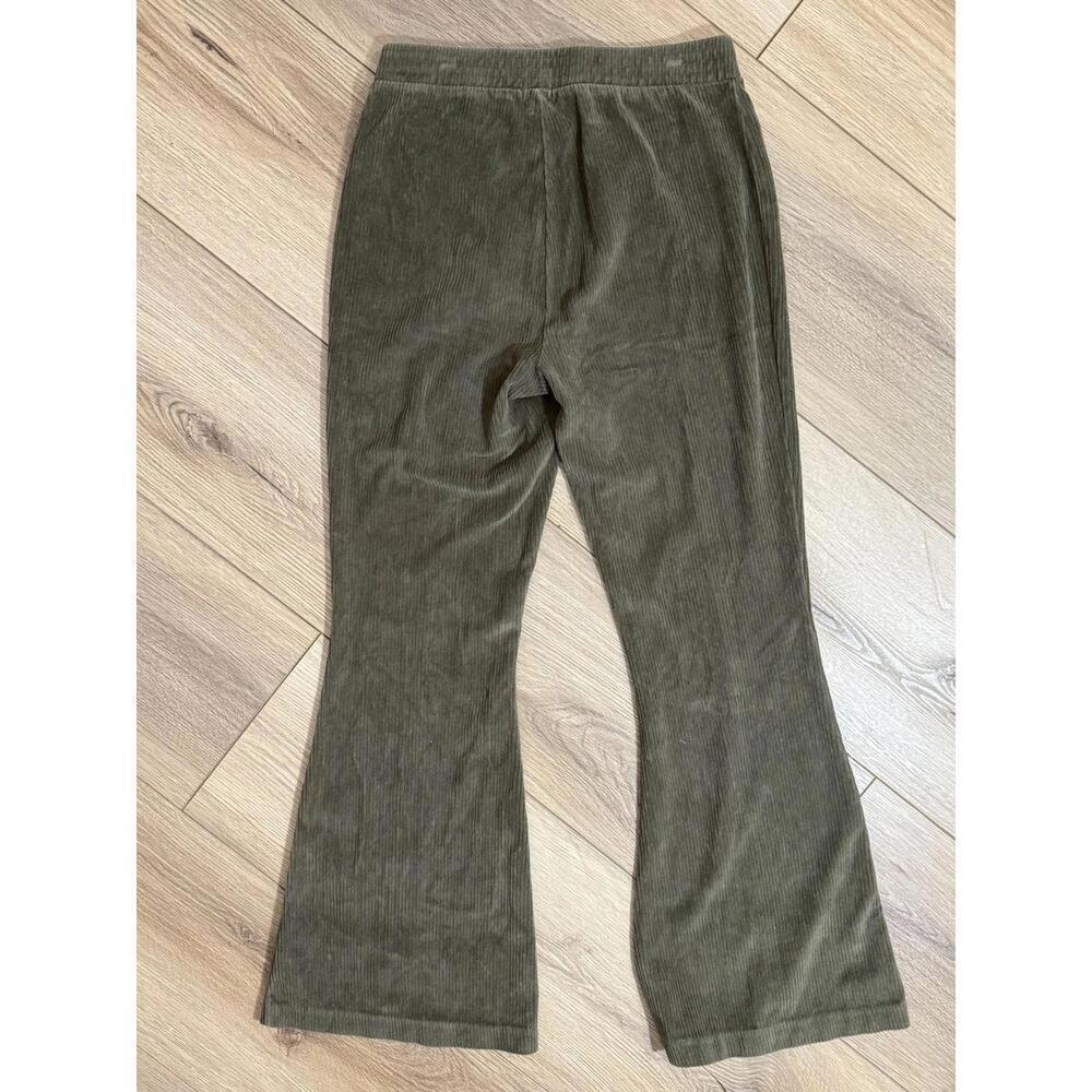 Aerie Pants Womens Small Green Corduroy Flare Leg Elastic Waist Pull On Casual - Picture 7 of 7